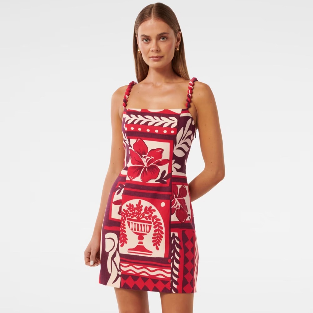 Ever New Red and Purple Patterned Mini Dress